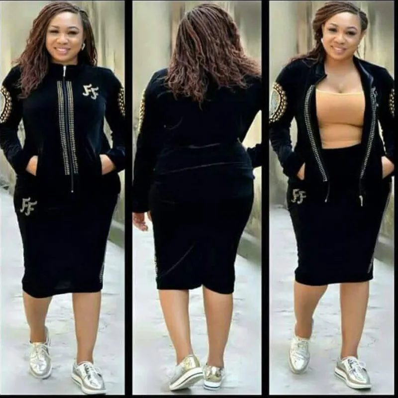 Бархатный комплект из 2 предметов Женская африканская одежда осень-зима 2021