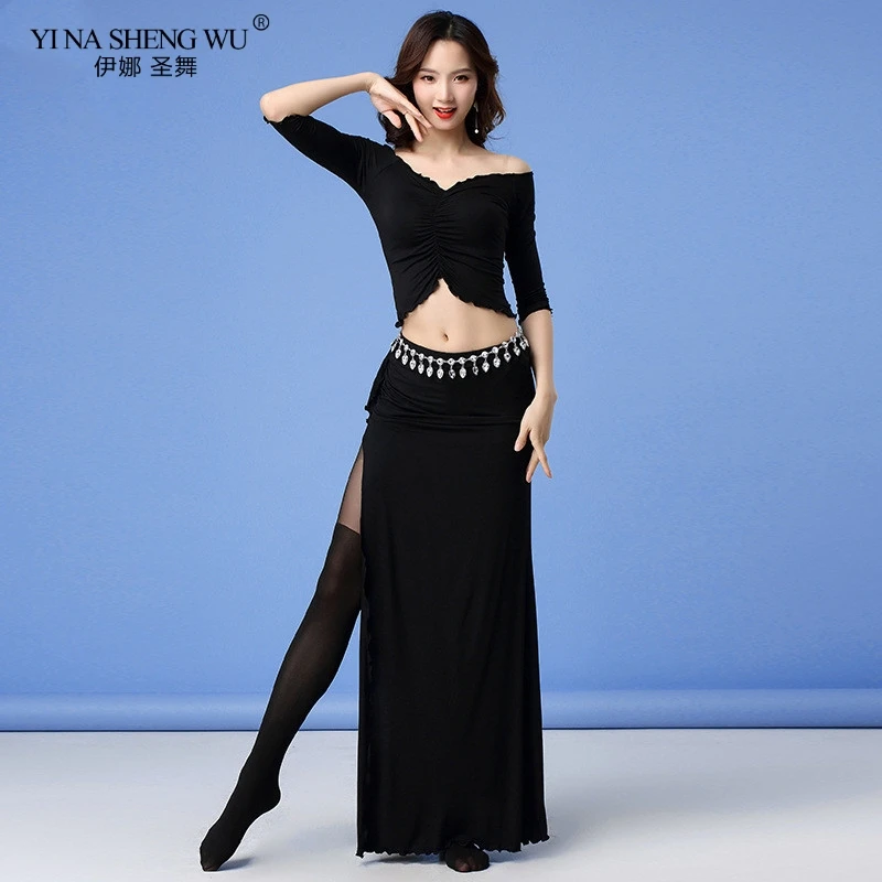 New Fashion Women Dance Clothes Belly Costume Set Stretchy Top Bellydance Dresses Outfit 2 Pieces Skirt | Тематическая одежда и