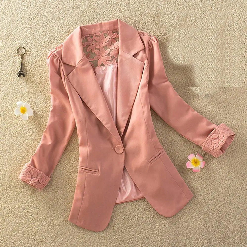 Женский офисный Блейзер белый однотонный блейзер с длинным рукавом кружевной