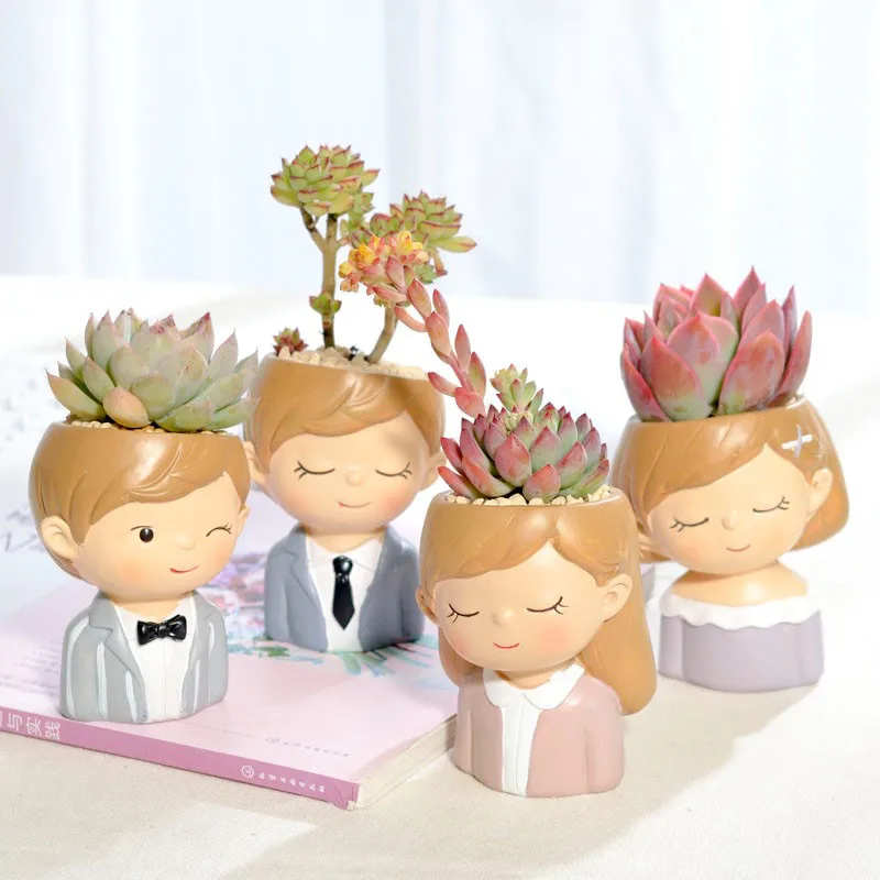4 шт./компл. милая пара кашпо для суккулентов цветочный горшок офиса креативный