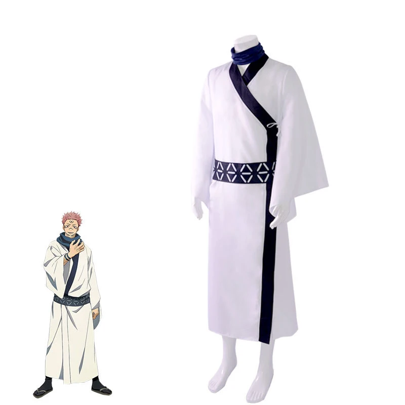 

Reneecho Jujutsu Kaisen Ryomen Sukuna Cosplay White Kimono Outfit Costume Ryomen Sukuna Wig