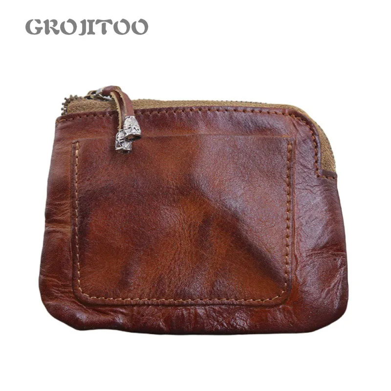 

Новинка, кошелек для монет GROJITOO из растительного дубления для женщин, женский кошелек для кредитных карт, сумка на молнии, вместительный кошелек для монет для женщин