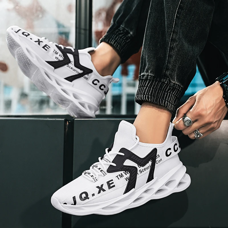 New Arrivals White Mesh Blade Shoes Men Chunky Sneakers Breathable Male Trainers Light Sports Running Shoes Men Drop-shipping