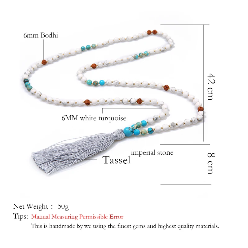 Rttooas классическое массивное ожерелье натуральный 108 Мала Бусы ручной работы