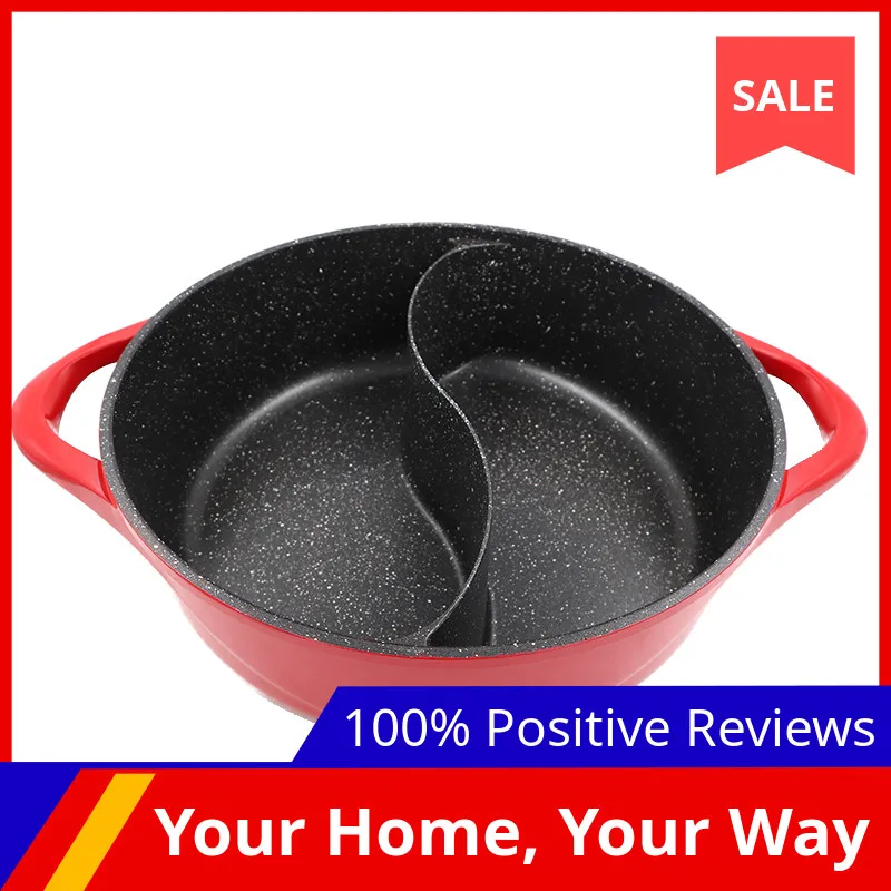 

Granite Coating Sauce Pot Chinese Hot Pot 6.5L Deep Double-Flavor Pot High Quality Thick Non-stick Induction Cooker