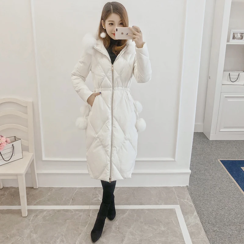 Зимняя женская куртка длинный женский пуховик пальто толстый теплый с