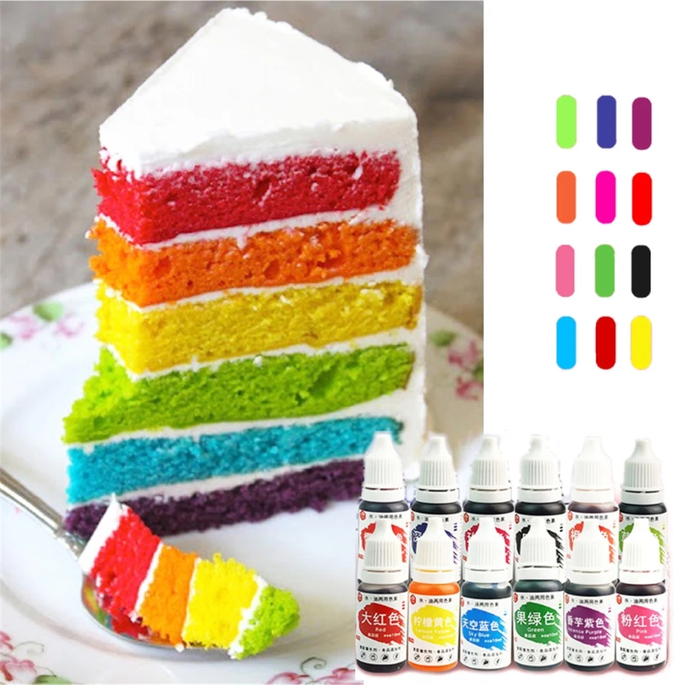

4/6/12 Bottles10ml Food Dyes Coloring Pigment Baking Fondant Cooking Icing Colorant Kit Edible Color Coloring Ingredients