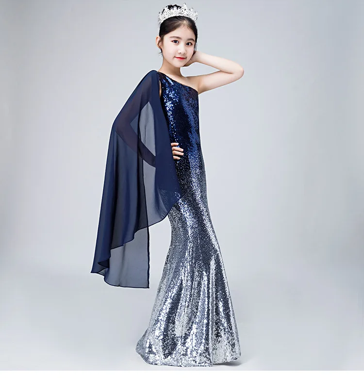 Платье принцессы с юбкой годе для девочек роскошное вечернее платье блестками