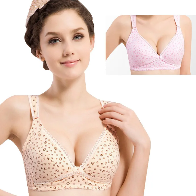 

Pregnant Women Underwear Breastfeeding Cotton Maternity Bra Wirefree Front Buckle Widen Shoulder Strap Cotton Nursing Bra