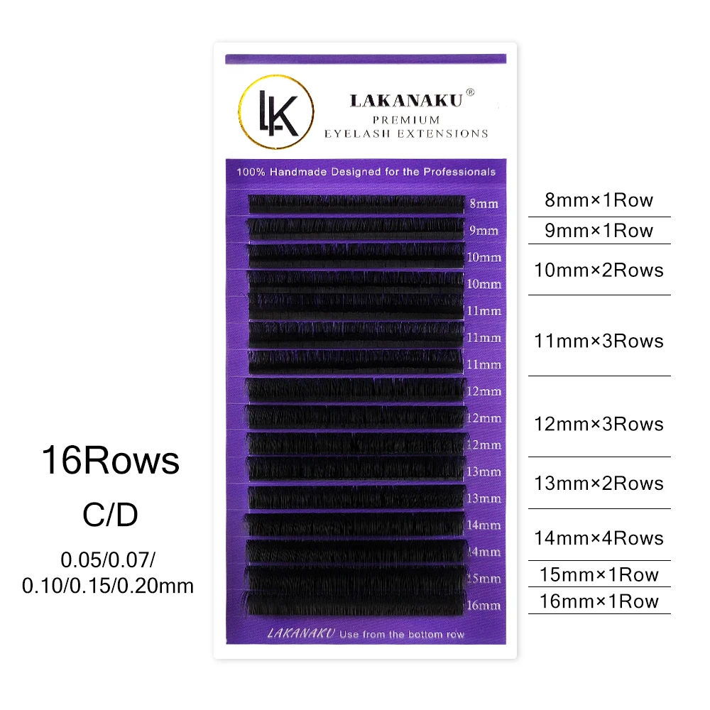 

LAKANAKU 16Rows Premium Volume Eyelash Extension 8-18mm Individual Eyelashes Size Fluffy Lashes Supplies for Eye Beauty