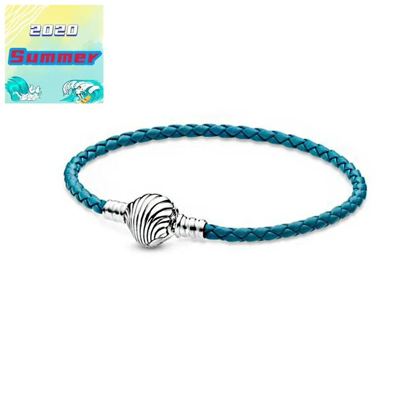 2020 Summer NEW Fit Original Pan Charms 925 Sterling Silver Bracelets Shell Leather Bracelet Women DIY Fashion Jewelry Gift | Украшения и