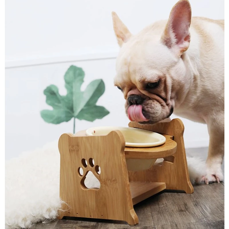 Миска для домашних животных керамическая миска собак и кошек Бамбуковая корма