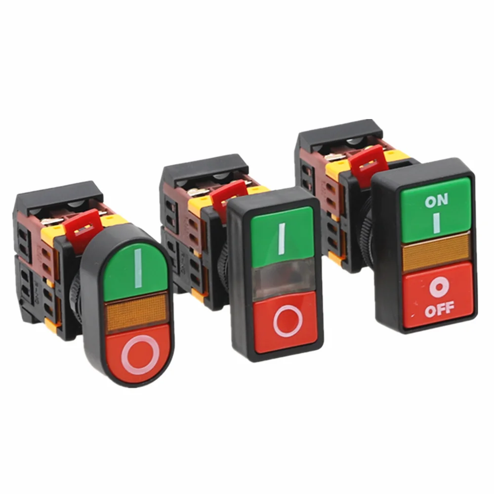 APBB-22N-25N PPBB-30N кнопка включения/остановки, двойная кнопка включения светодиодный Ной лампой (монтажное отверстие 22 мм 25 мм 30 мм) (12/24/36 В постоянного тока/380 В переменного тока