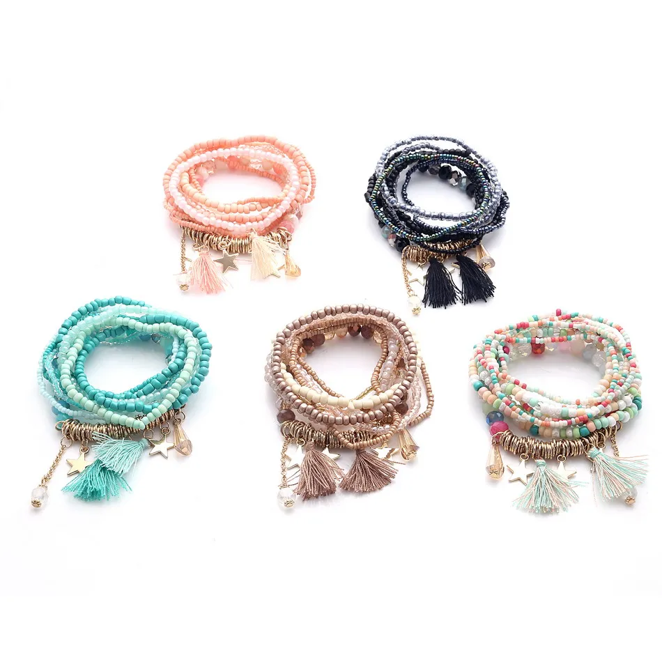 Женское богемное ювелирное изделие Match Right многослойный набор эластичных