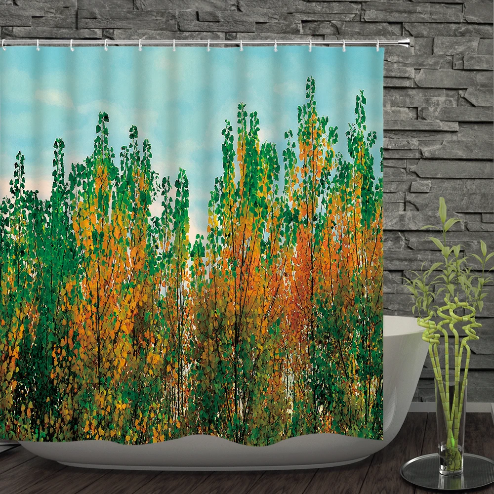 Bathroom Shower Curtain 3d printed Tree leaves Bath Curtains Waterproof Polyester Cloth 180*180cm Screen With 12 Hooks | Дом и сад