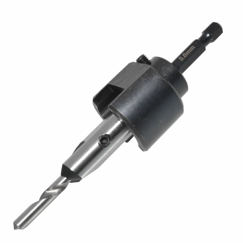 

Woodworking Countersink Drill Bits Depth Stop Adjustable Collar Hex Shank Wrench