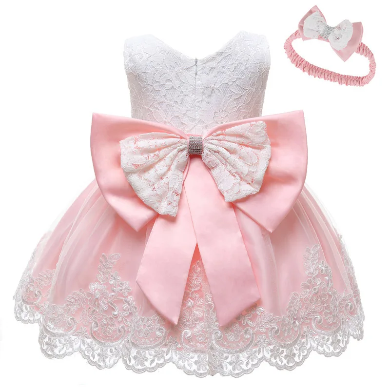 Pink Единорог платья для малышек летняя одежда для новорожденных; платье на крестины платья для первого Дня рождения для ребенка Нарядные платья принцессы для девочек - Цвет: Pink