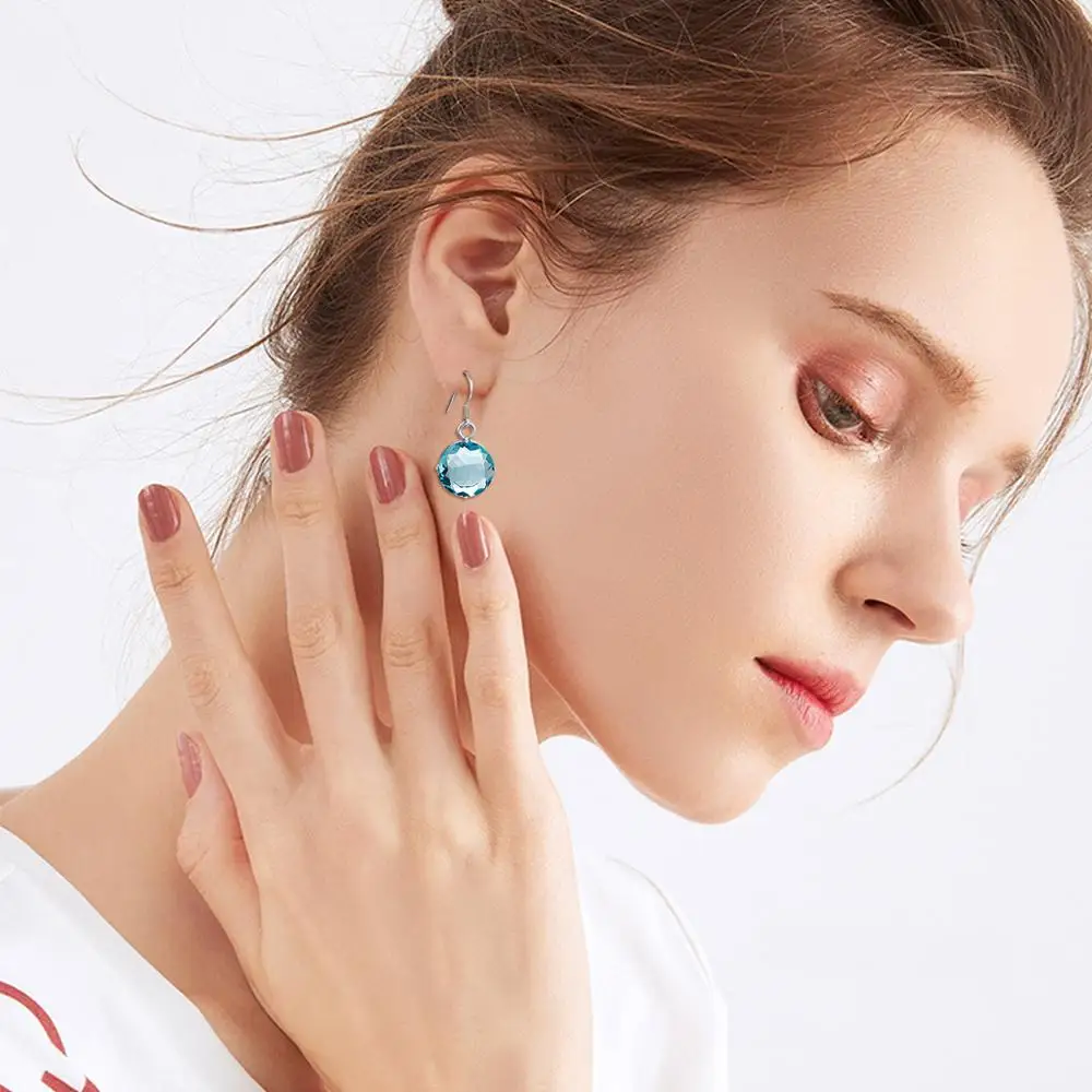 Женские серьги из серебра 100% пробы с аквамарином|Серьги-подвески| |