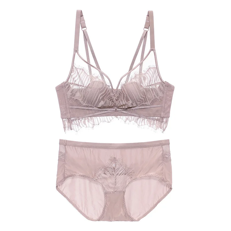 Backstrom Women Ultra-Thin Wire Free Gather Lingerie Sets Minimizer Sexy Lace Modal Brassiere No Ring Close Furu Bralette