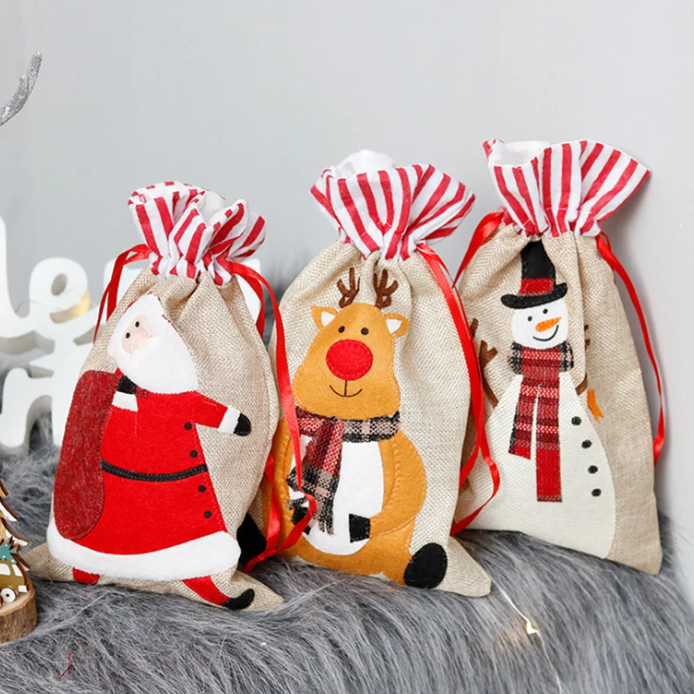 

Xmas Candy Gift Bag Embroidery Drawstring Souvenir Storage BagJewelry Packaging Bag Party Christmas Festival Decor Supplies