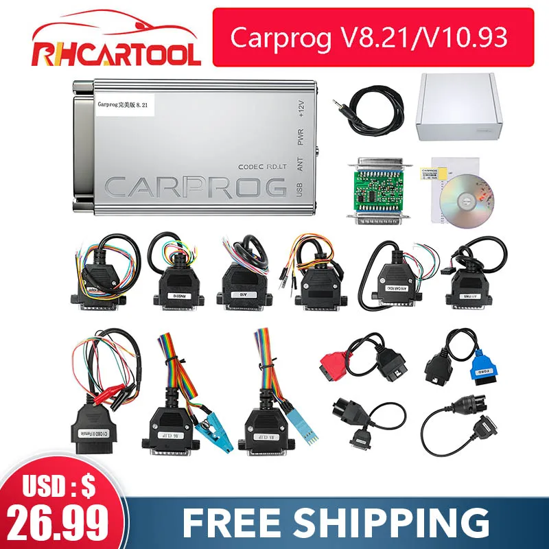 OBD2 автомобиля V8.21 V10.93 Carprog Полный автомобильный адаптер прог 8 21 с ключом онлайн