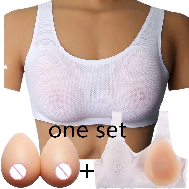 Один комплект бюстгальтер и поддельная силиконовая грудь для увеличения груди