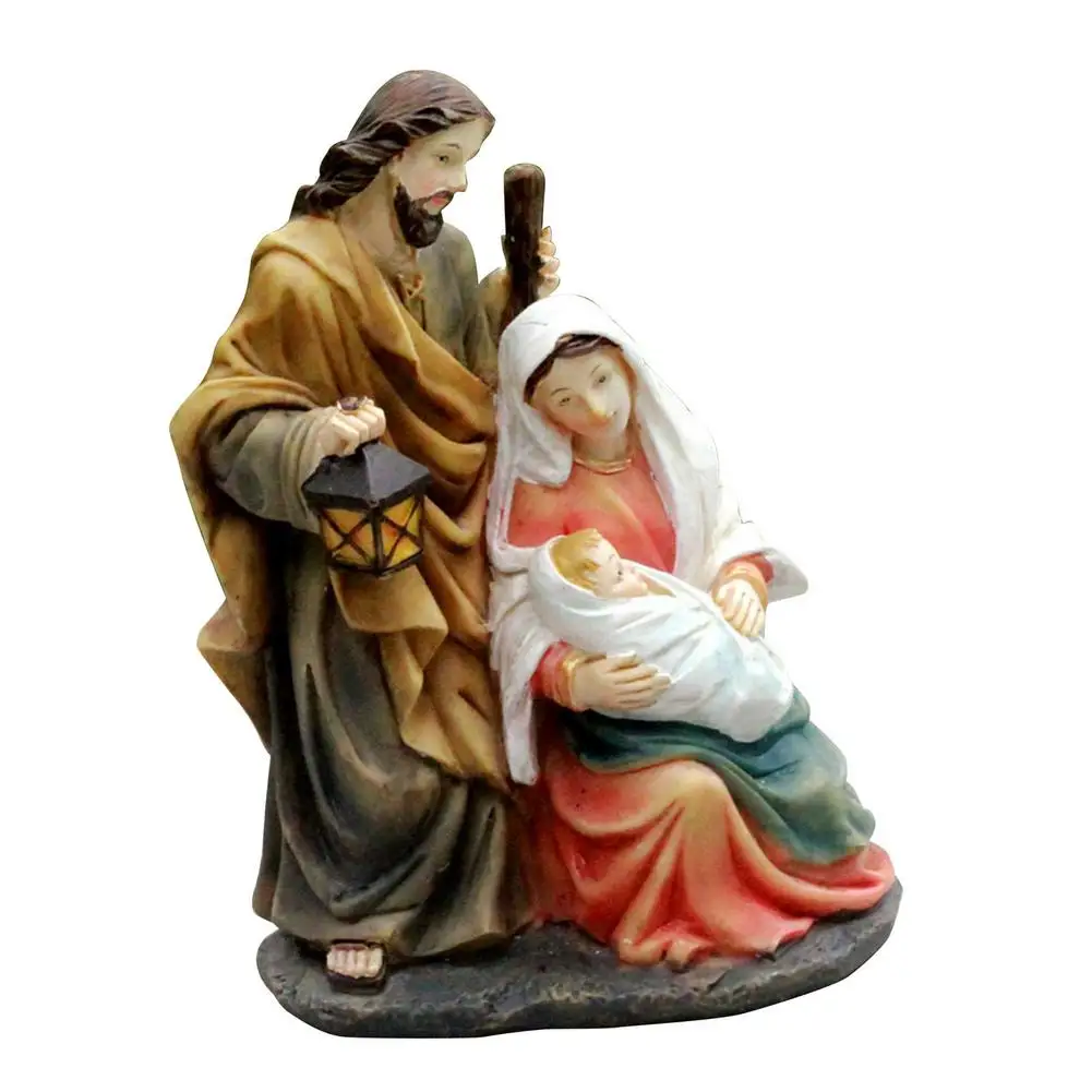 

Статуя Иисуса Христа, Иисуса Марии, Иосифа, миниатюрная скульптура Криса, святой семьи, украшение на Рождество, статуэтка, сцена для украшен...