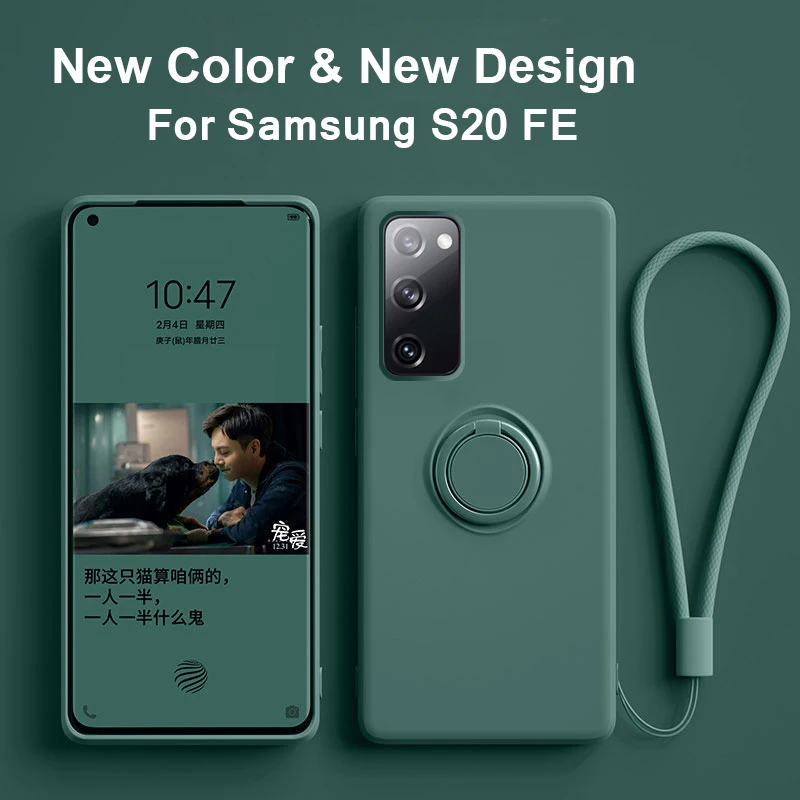 

S20 FE S 20 FE S20FE Case Liquid Silicone Car Ring Holder Soft Case Stand Magnetic Cover For Samsung Galaxy S20 FE S 20 FE S20FE