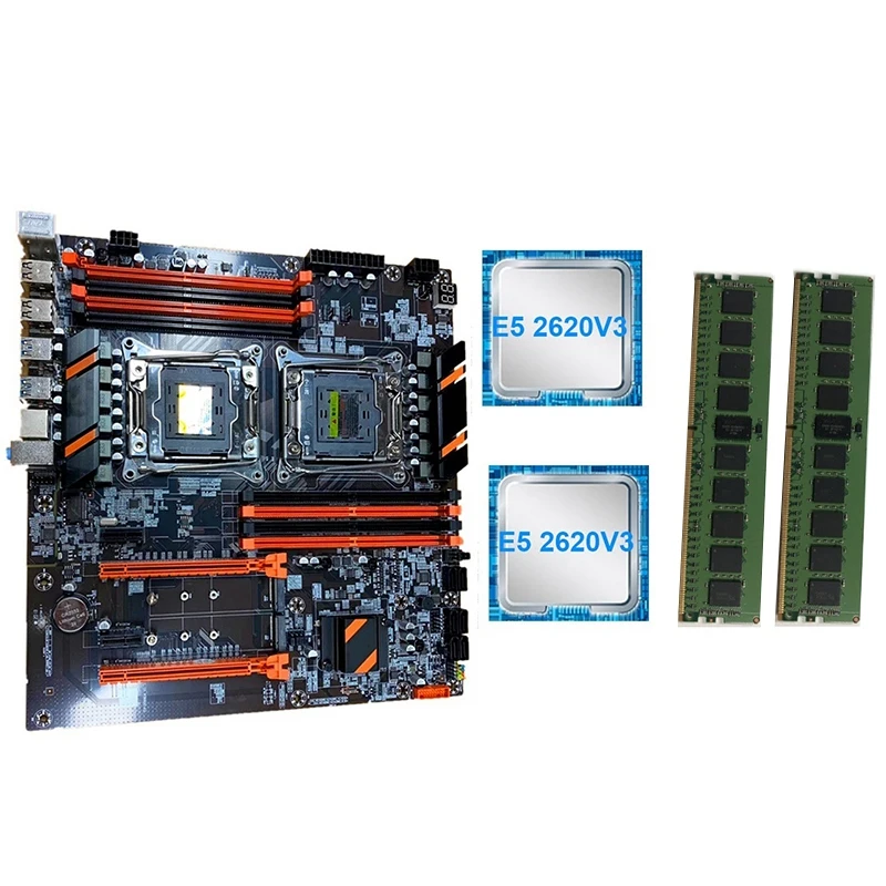 Новая материнская плата LGA2011 для двух компьютеров X99 RECC DDR4 с процессором E5 2620 V3 ОЗУ