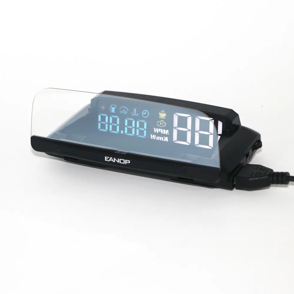 EANOP зеркало HUD авто автомобильный HUD Дисплей OBD2 скорость проектор скорость метр KMH/KPM температура и расход масла и т. д