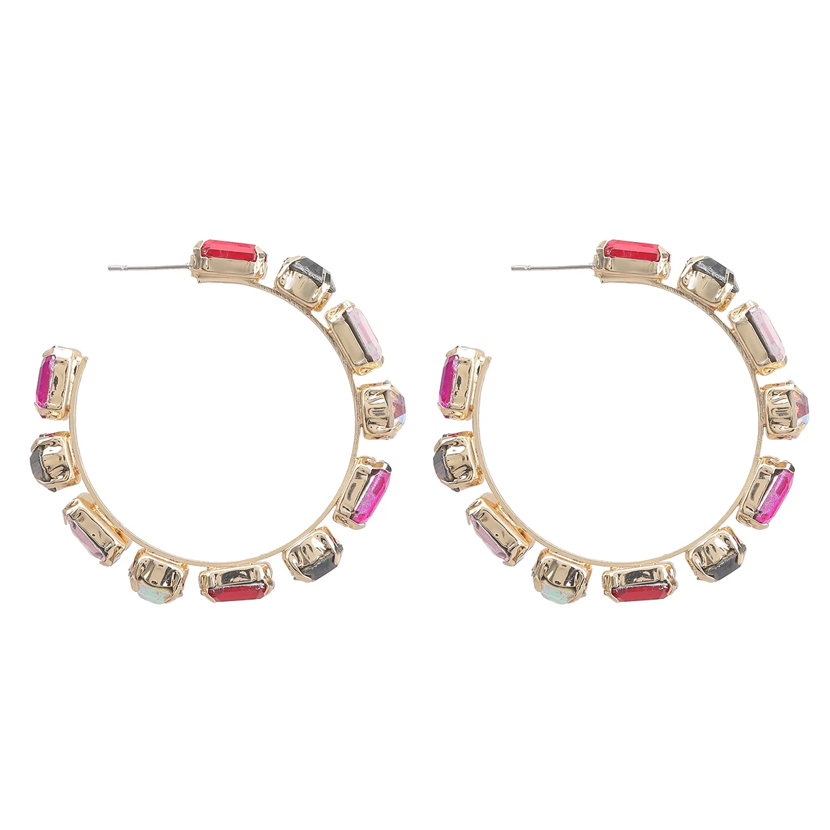 

JIJIAWENHUA Fashion Trend Lady Rhinestone Hoop Earrings Dinner Party Wedding Temperament Statement Accessories Hot Sale