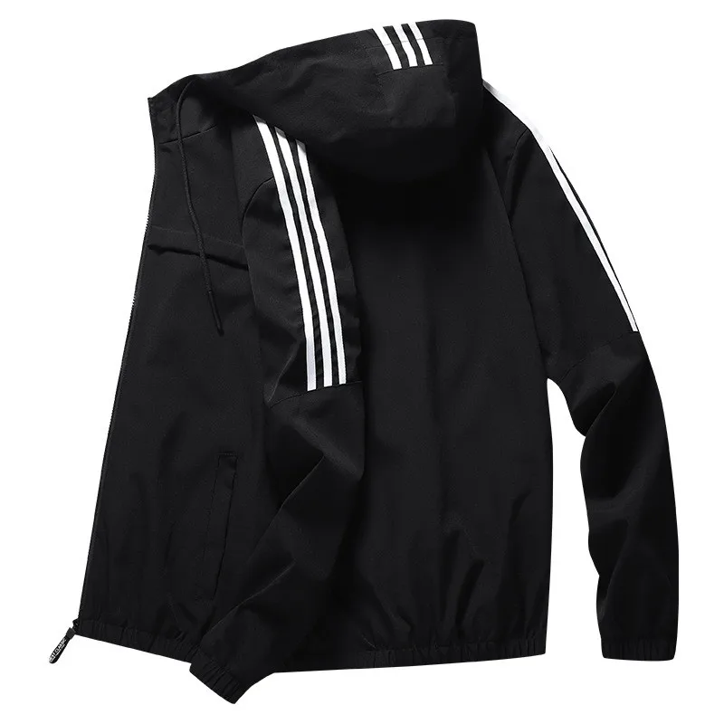 

Jacket New Casual Hop Jackets Hooded Hip Windbreaker Retro Striped Vintage Streetwear Jackets Spring Men's Zipper Autumn Male Me