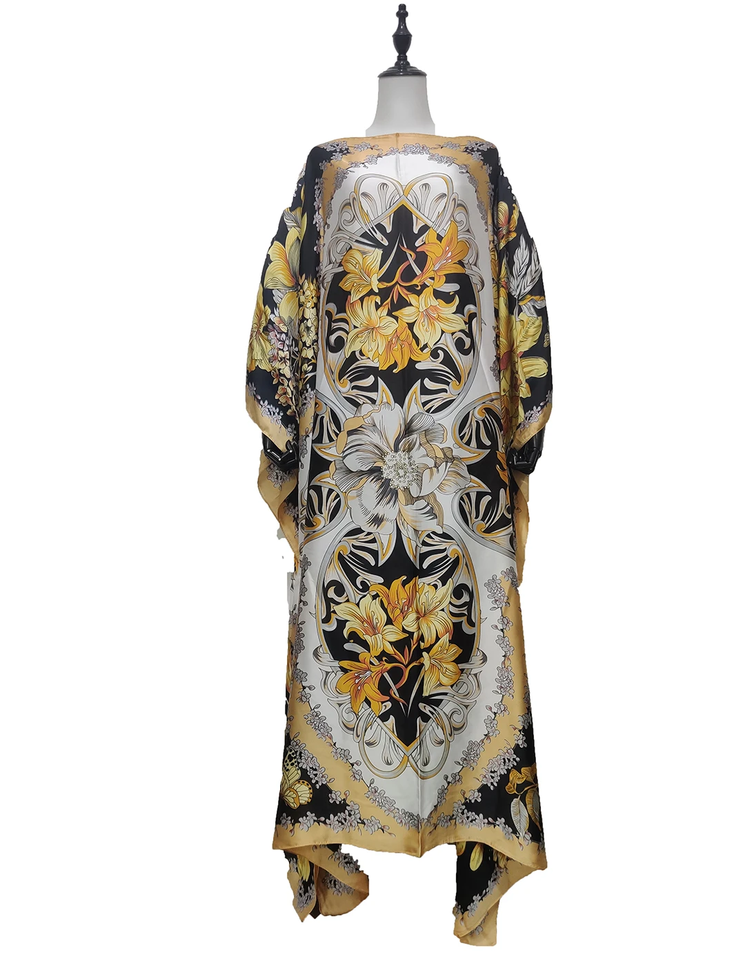 Уникальные шелковые платья кафтан с Европейским принтом длина 132 см x пляжные