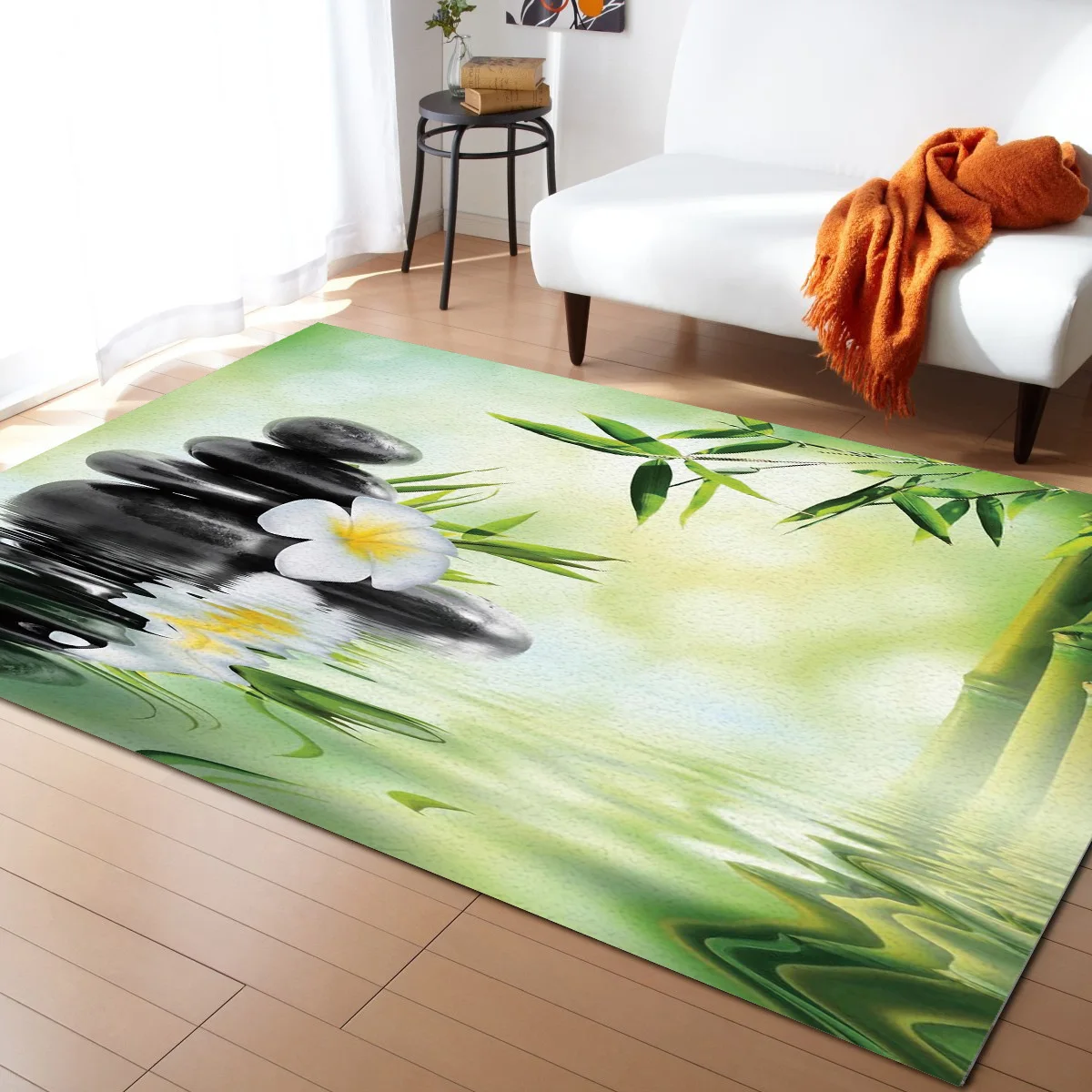 Домашний ковер бамбуковые листья белые цветы ковры для гостиной