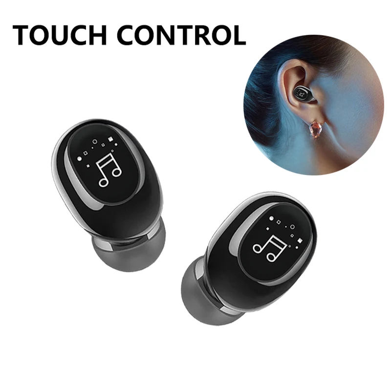 

2021 Invisible Ture Wireless Earphone Noise Cancelling Bluetooth Headphone Handsfree Stereo Headset TWS Earbud With Microphone