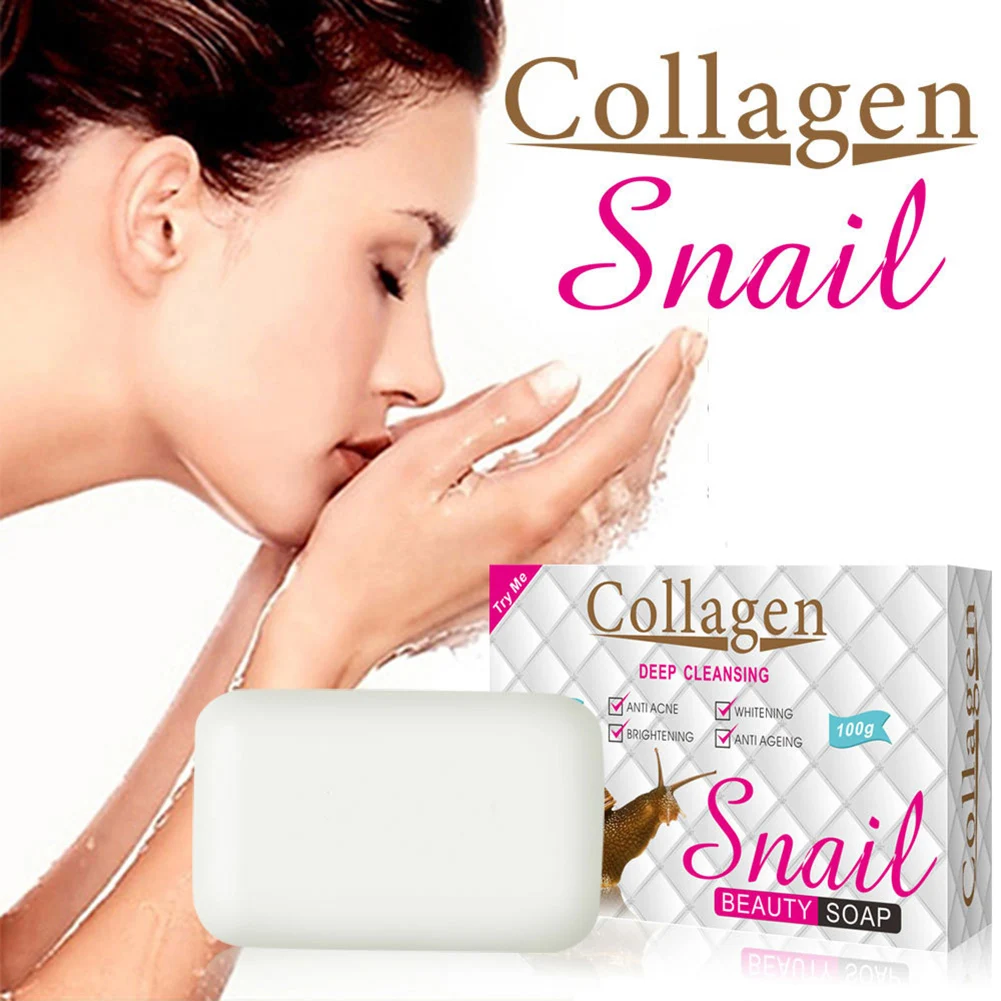 

100g Snail Essence Soap Collagen Eliminates Wrinkles Remove Acne Scar Whitening Anti Aging Face Care Cleansing Cream
