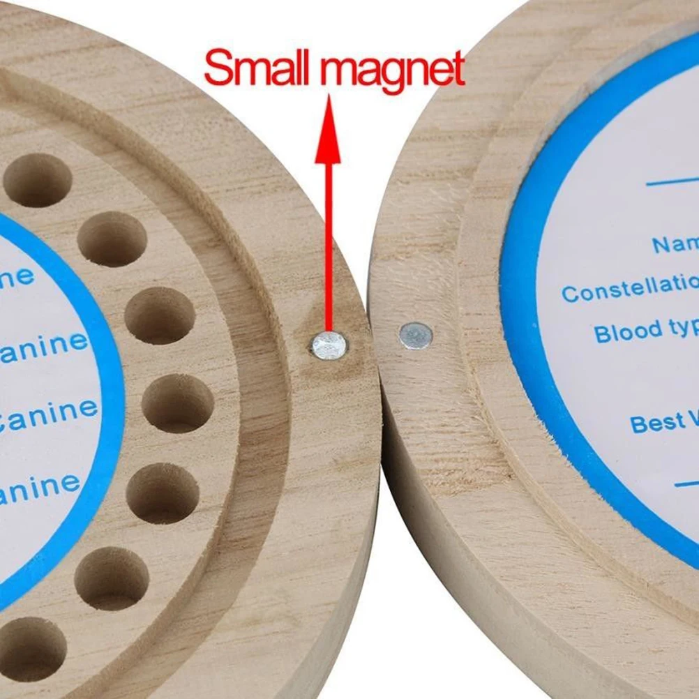 Baby Round Kids Tooth Box wood Organizer Save Milk Teeth Wood Storage English text milk tooth case wooden | Мать и ребенок