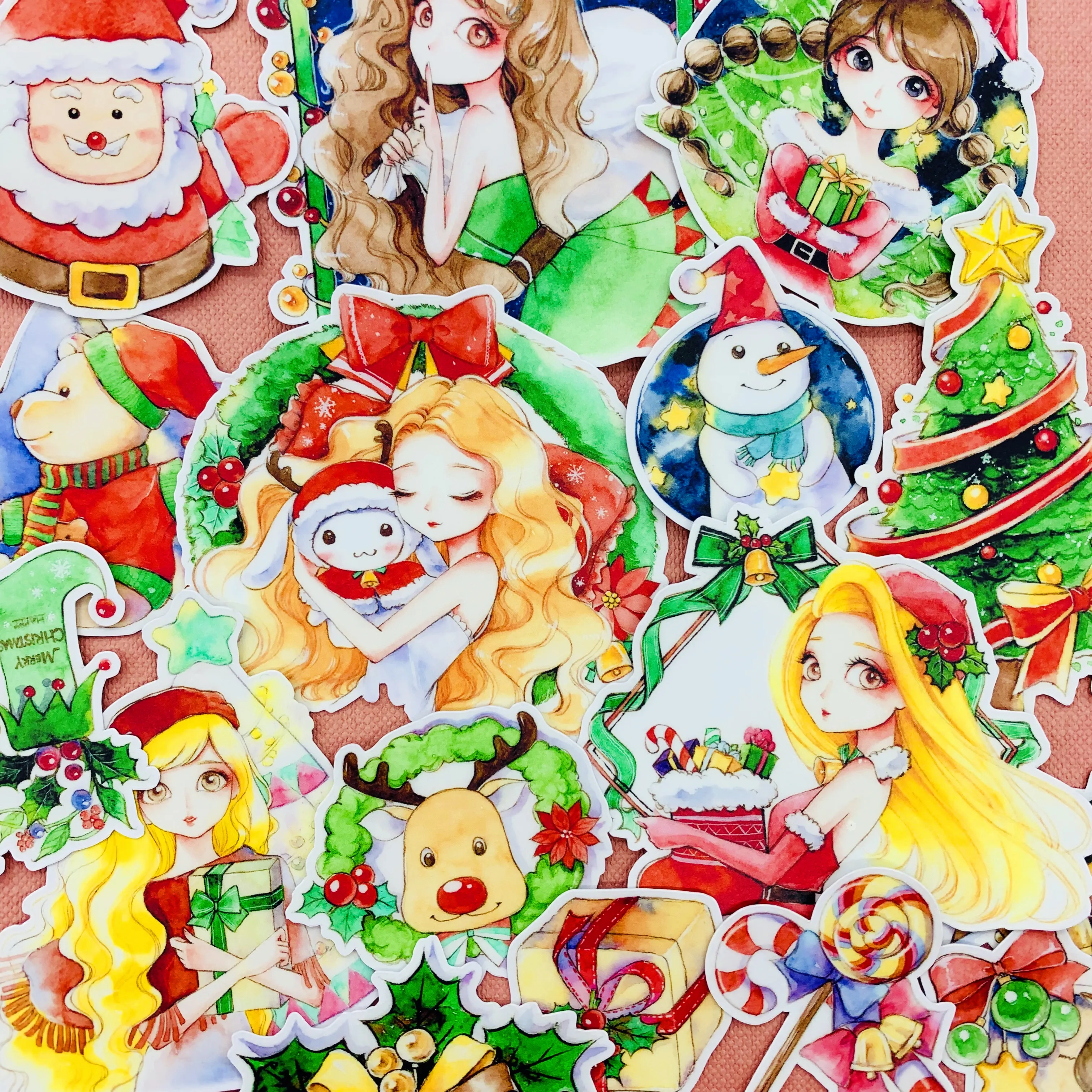 16 шт. Рождественский Эльф Девушка мультфильм для детей Домашняя книга наклейки