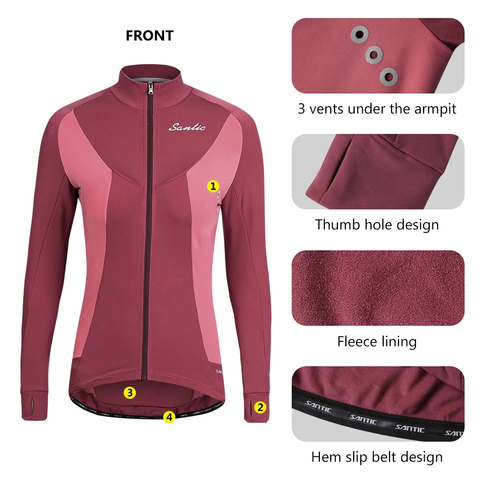 Santic Cycling Jackets Winter Fleece Thermal Coat Autumn Warm Up Bicycle Clothing Windproof Windbreaker MTB Jerseys L9C01104 | Спорт и