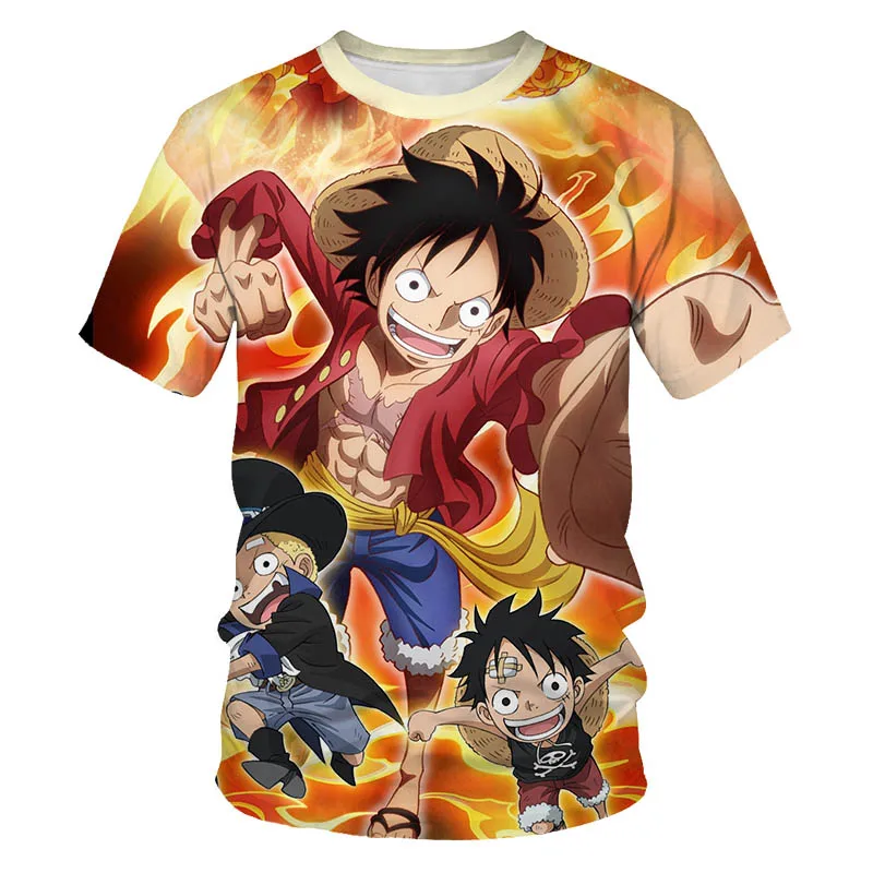 

Straw hat boy, 2021 latest 3D children T-shirt hot sale anime cartoon boy short-sleeved shirt fashion breathable top streetwear