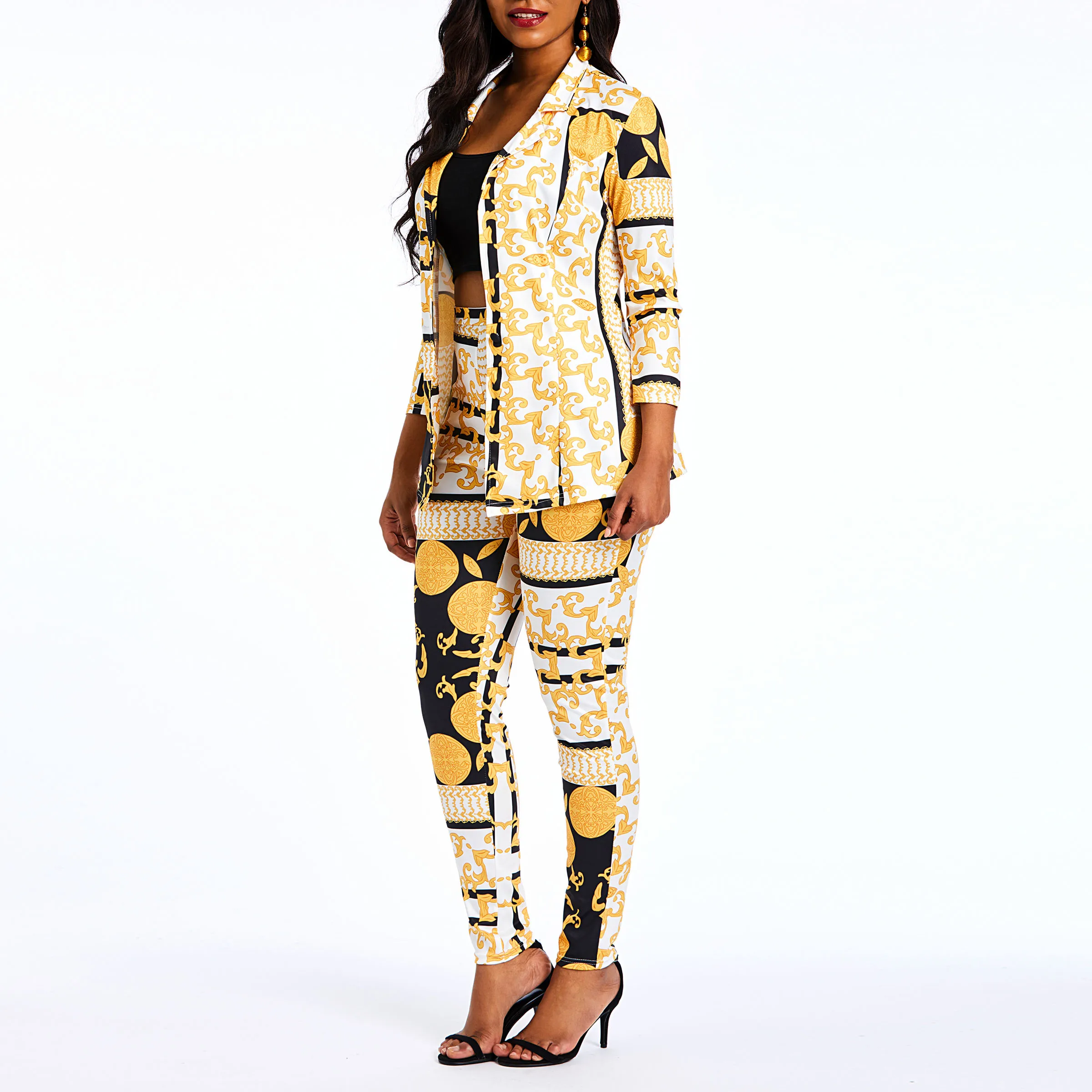 Женский комплект из двух предметов рубашки до щиколотки с геометрическим узором