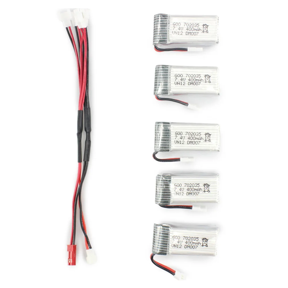 

Зарядное устройство 7,4 В 2s 400 мА · ч 25C Lipo для DM007 Fatbee FB90 Micro FPV Racing RC Quadcopter Drone, 5 шт.