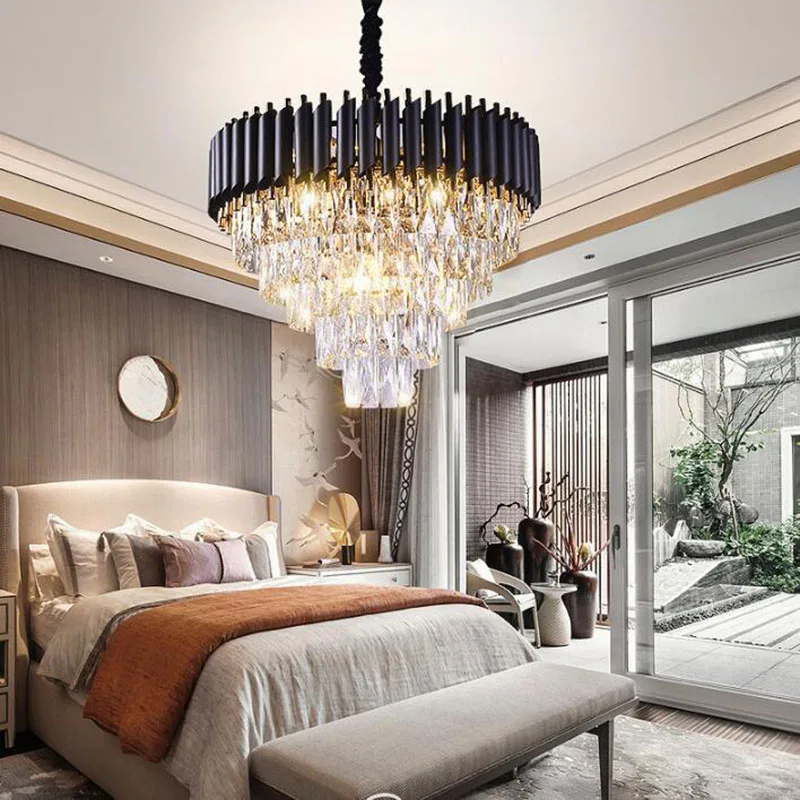 

Modern Crystal Chandelier Good Round Hanging chandelier Elegant K9 Crystal Suspension Lamp for living room Lobby