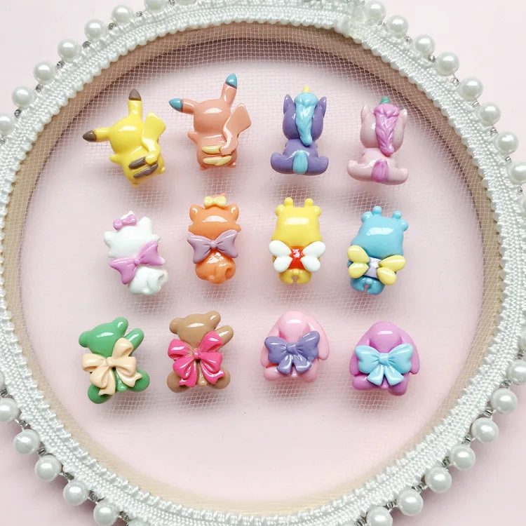 kawaii cartoon animal back flat back resin cabochon scrapbook craft diy hair bow phone cabochons accessories free global shipping