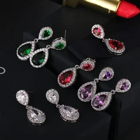 ekopdee classic vintage exquisite zircon earrings for women water drop cz crystal cubic zirconia earring female wedding jewelry