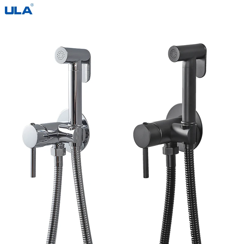 ULA черный портативный распылитель для биде латунный смеситель унитаза горячей и