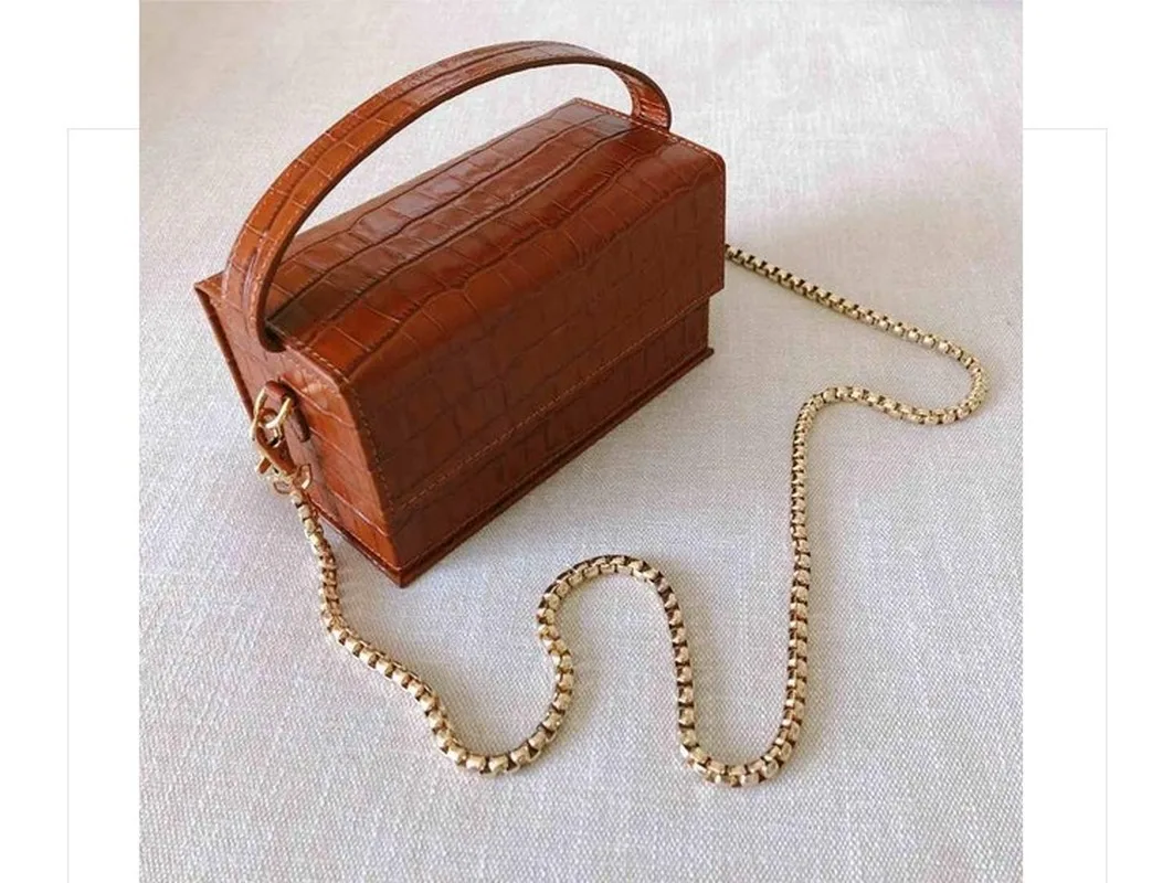 

Fashion Transparent Chain Square Box Messenger Bag Crocodile Pattern Shoulder Women 2020 Designer Handbags Luxury