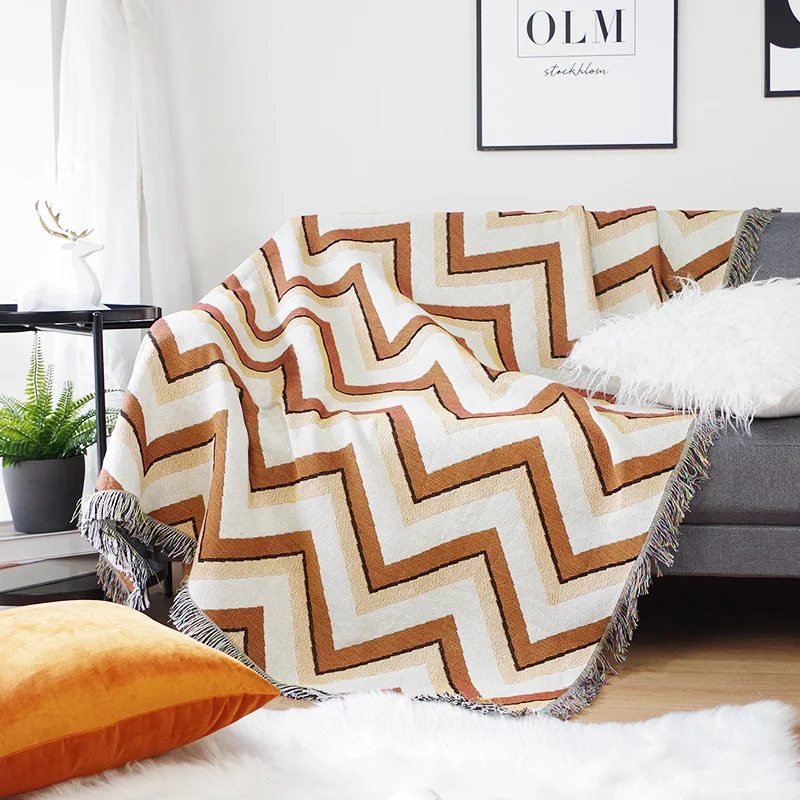 

Nordic sofa blanket and throws bohemian sofa towel bedroom decorative blanket picnic mat home decor tapestry Simple striped rug