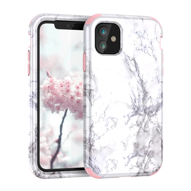 Мраморный бампер чехол для iPhone 11 pro Max 7 8 6 Plus жесткий защитный чехол силиконовый чехол для iPhone X Xs Max Xr 360 чехол милый Единорог 3 в 1