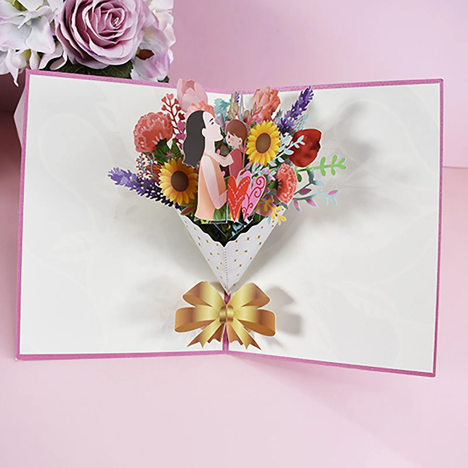 

Mother's Day Flower Pop-up Card-3d Card Spring Mother Greeting Card for Creative School Office Stationery School Supplies